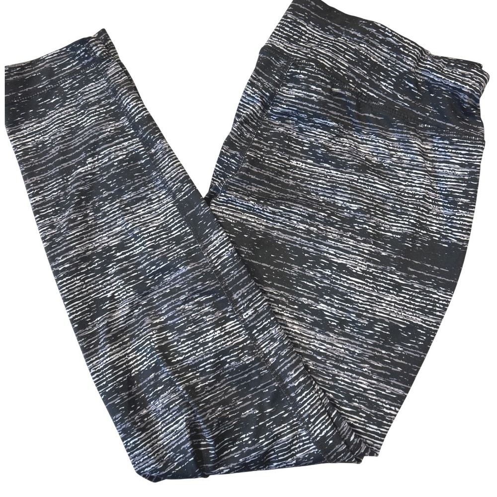 Danskin Now Womens XL XG 16 18 Black White Stripe Athletic‎ Leggings Pants